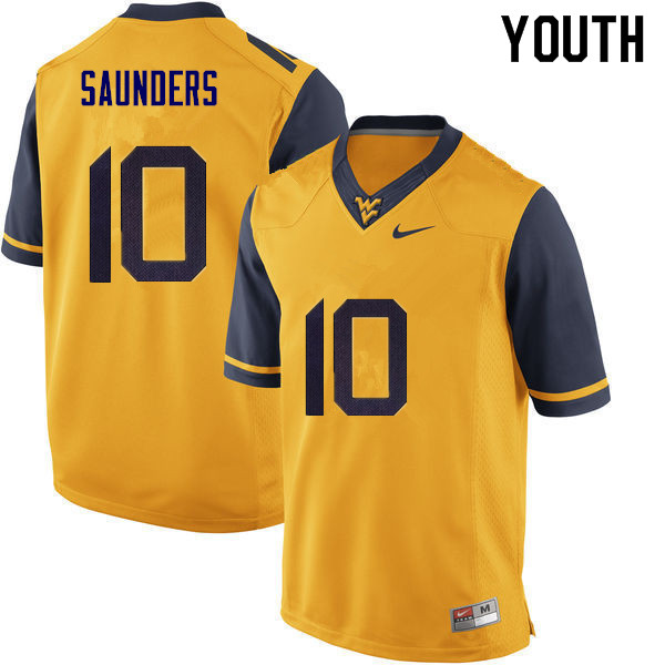 NCAA Youth Cody Saunders West Virginia Mountaineers Gold #10 Nike Stitched Football College Authentic Jersey IQ23L62BF